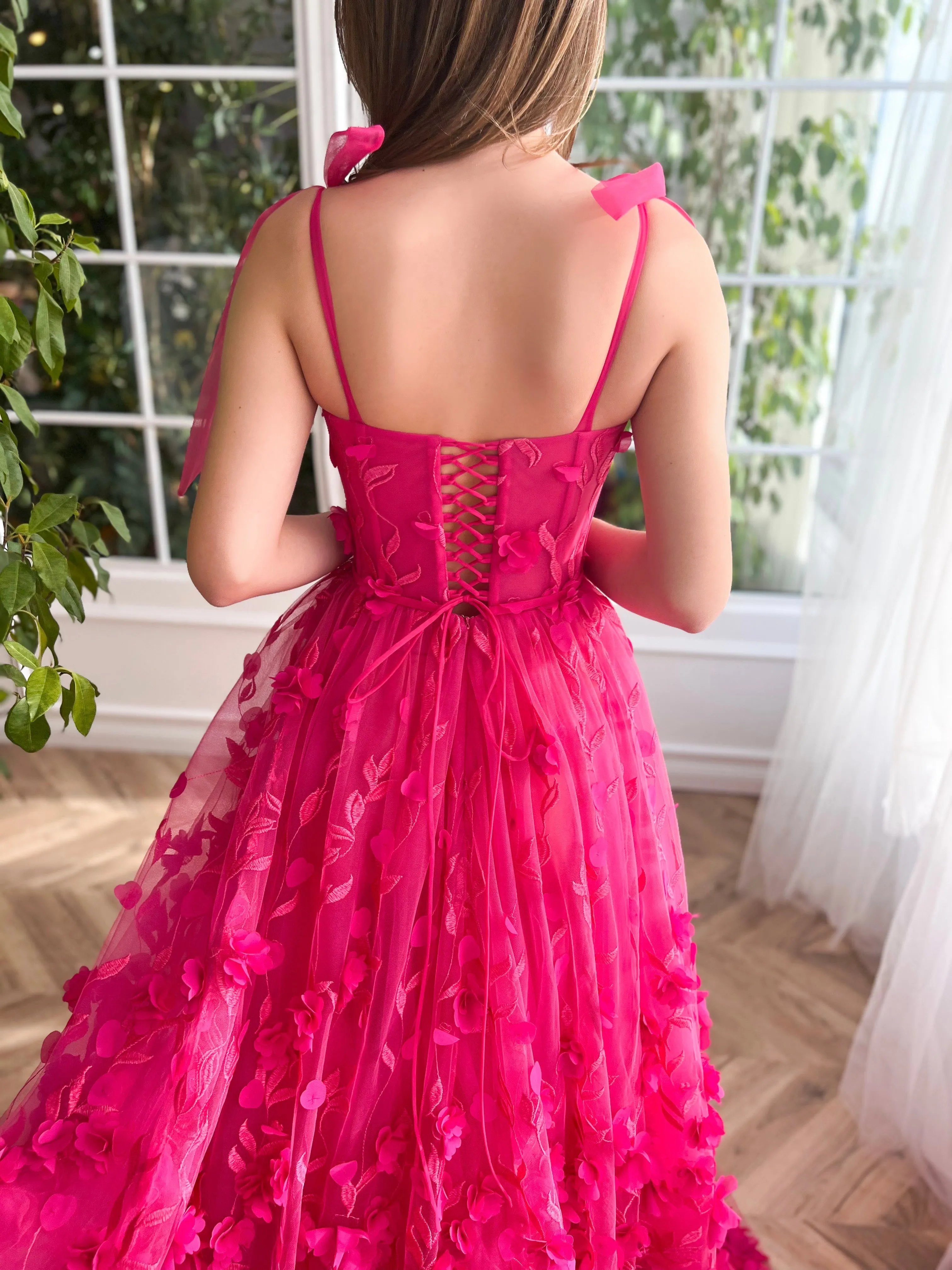 Fuchsia Elegance Lace Gown