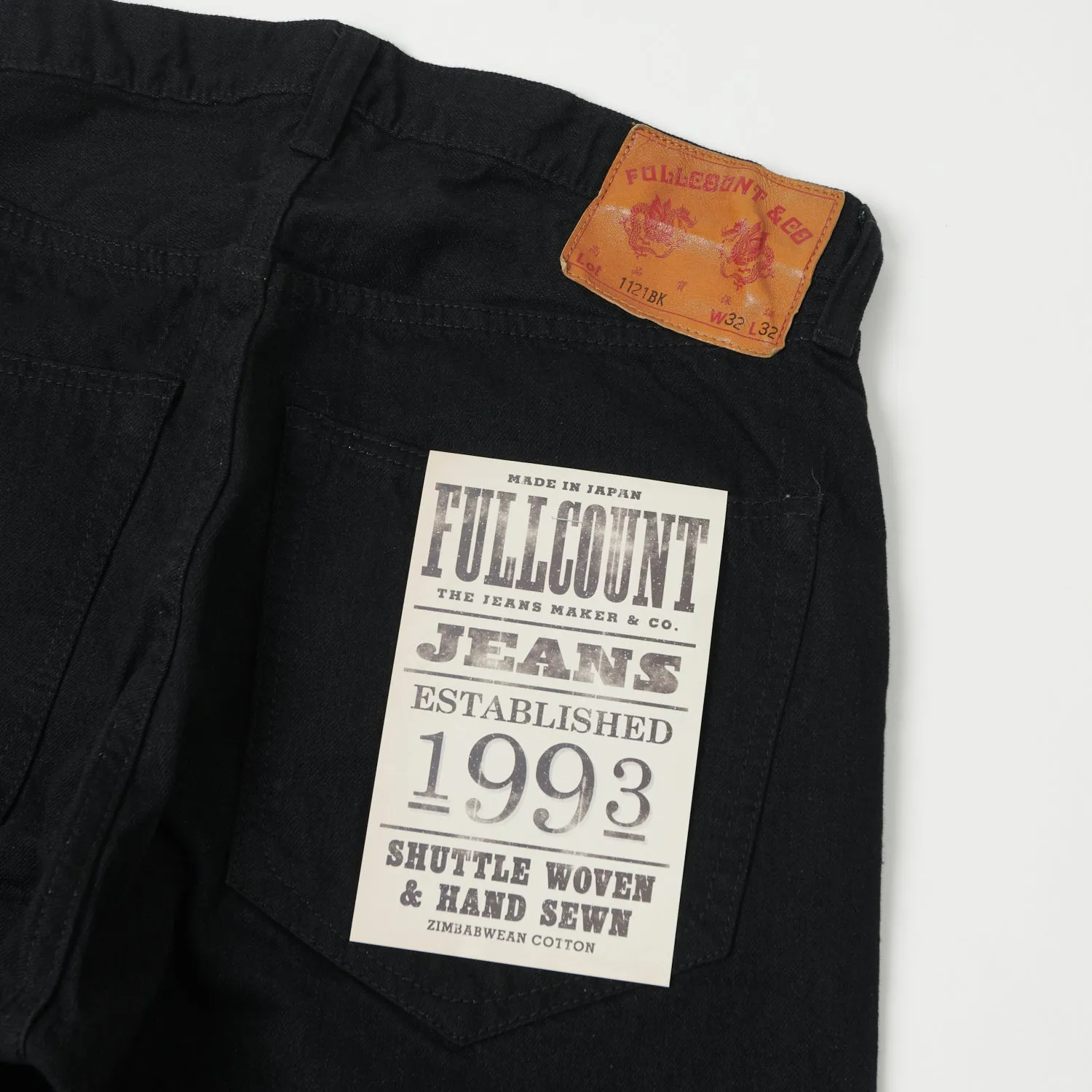 Full Count 1121BK 'Duke' 12oz Black X Black Denim Extra Wide Straight Jean - Black One Wash
