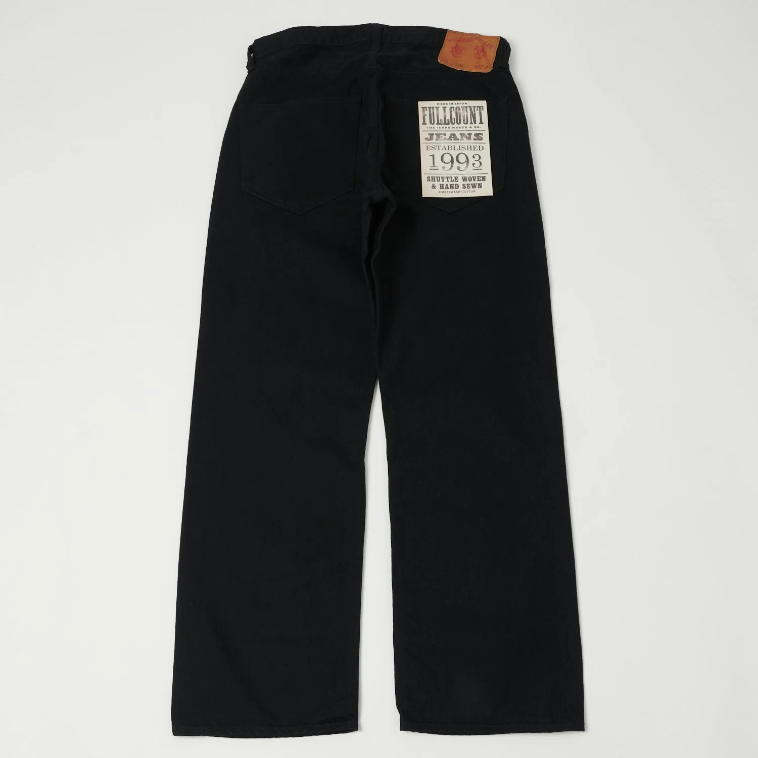 Full Count 1121BK 'Duke' 12oz Black X Black Denim Extra Wide Straight Jean - Black One Wash