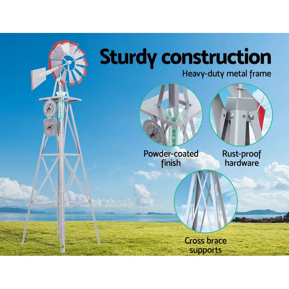 Garden Windmill 6ft 186cm Metal Ornaments Outdoor Decor Ornamental Wind Will