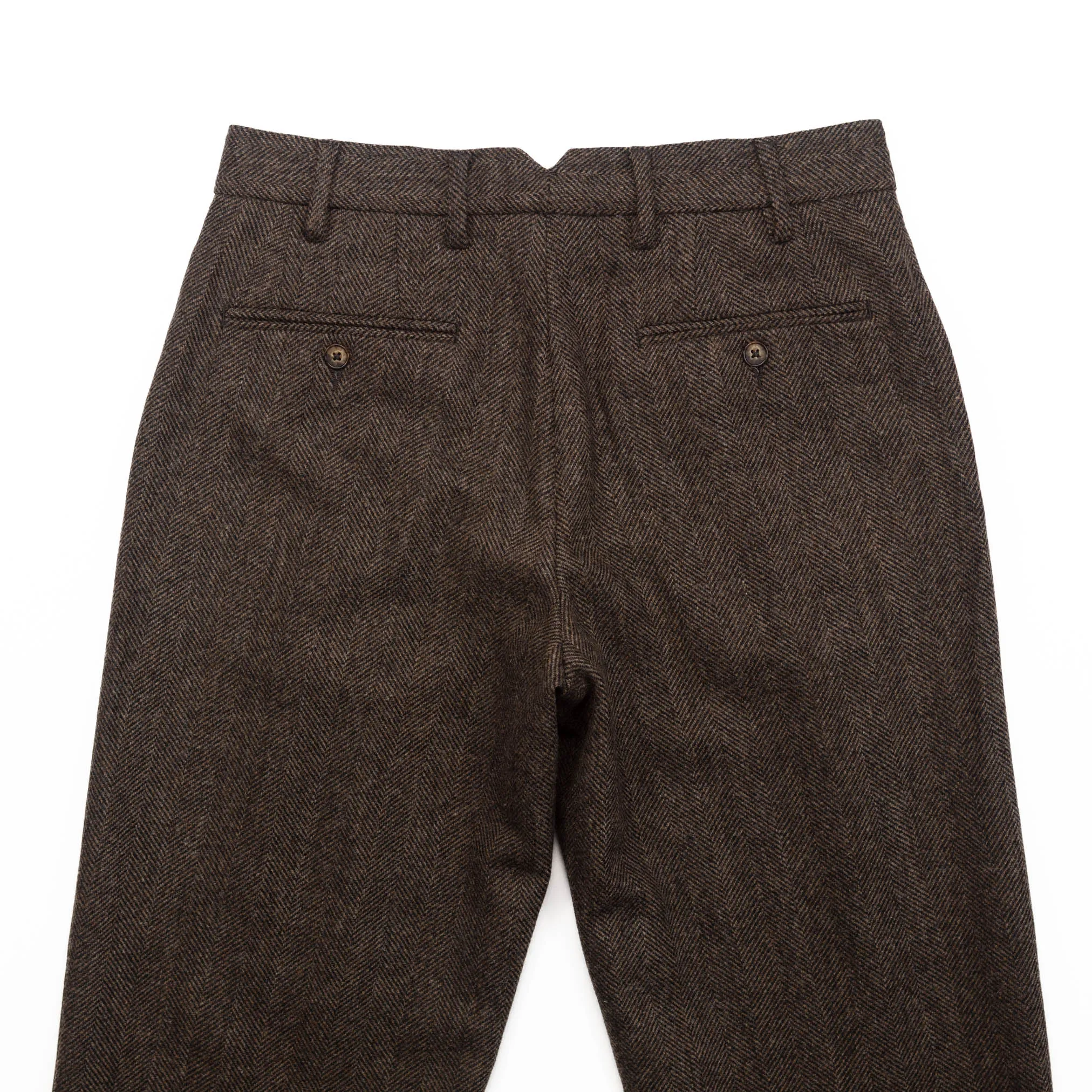 Herringbone Trousers in Brown Wool