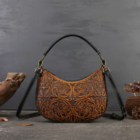 Hobo Womens Small Leather Crossbody Bag Embossed Black Leather Shoulder Bag