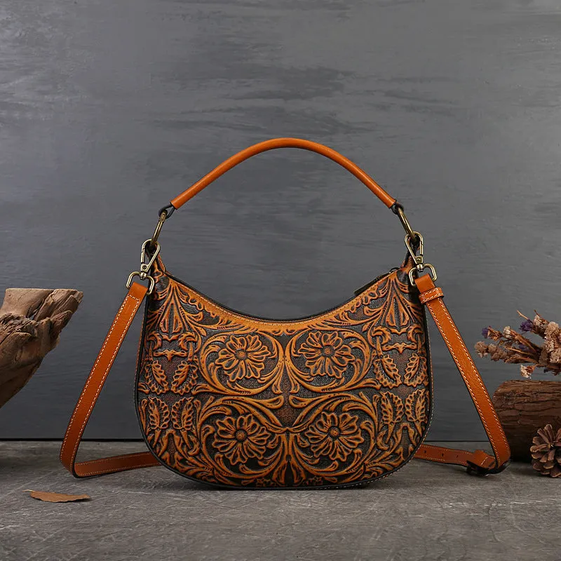 Hobo Womens Small Leather Crossbody Bag Embossed Black Leather Shoulder Bag