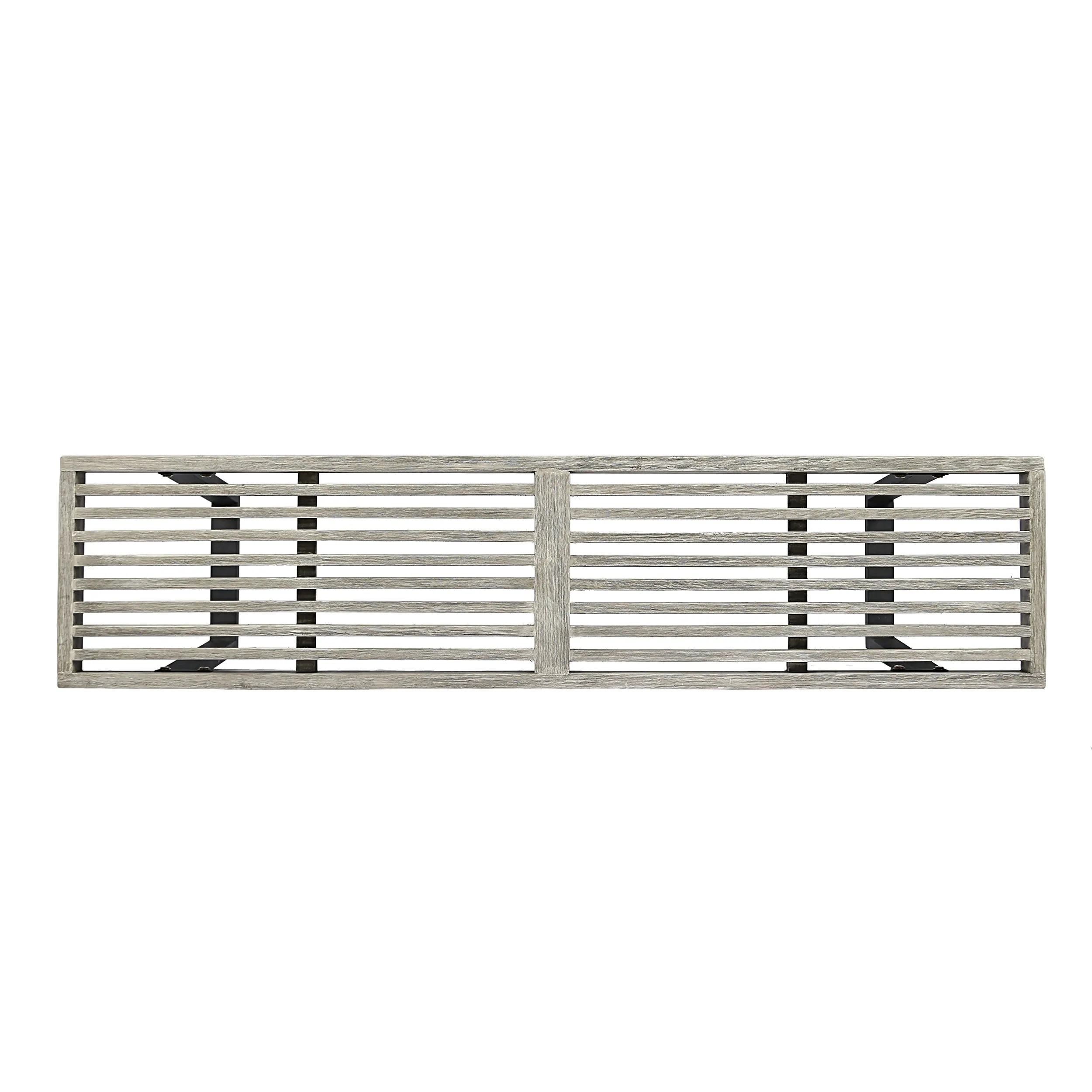 Joa Patio Dining Bench, Acacia Wood with Iron Legs, Modern, Contemporary