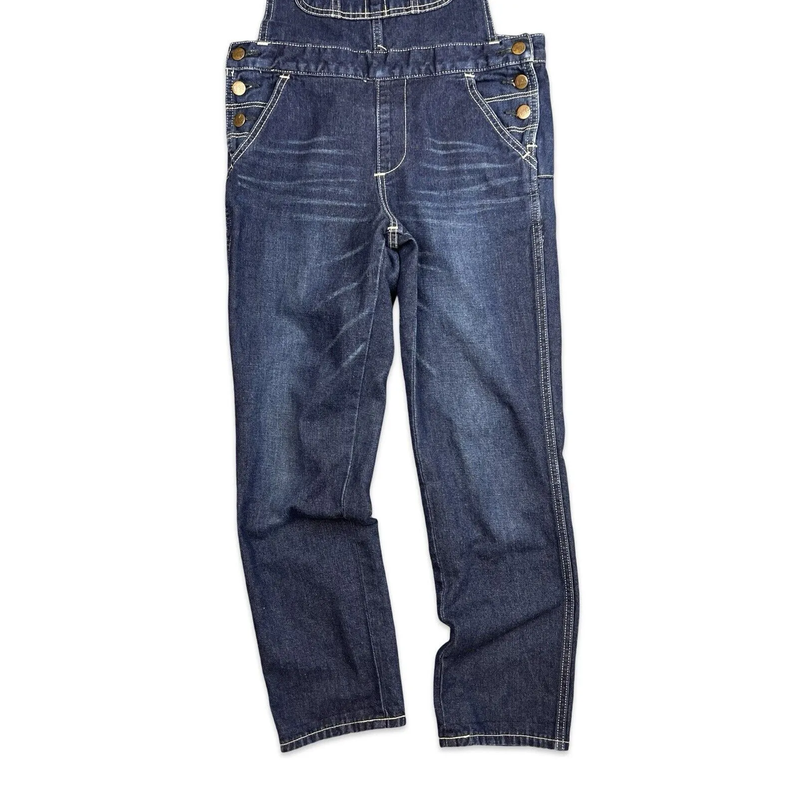 LEE UNION MADE VTG LADIES INDIGO DENIM DUNGAREES ROCKABILLY USA WORKWEAR 28W 28L