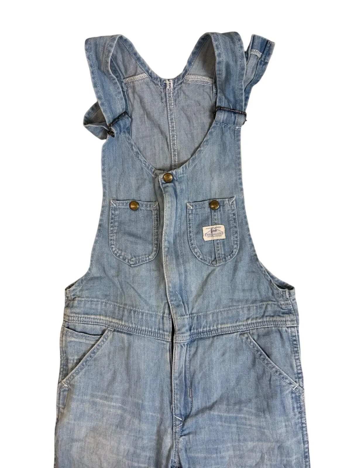 LEE WHIZIT UNION MADE SANFORIZED ZIP FRONT DENIM DUNGAREES BIB OVERALLS 30W 32L