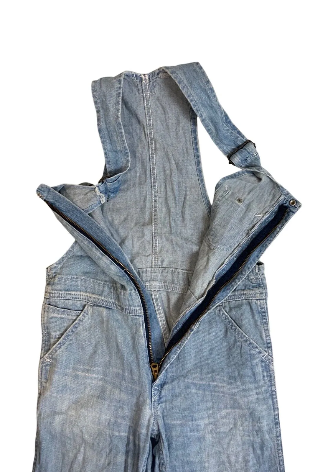 LEE WHIZIT UNION MADE SANFORIZED ZIP FRONT DENIM DUNGAREES BIB OVERALLS 30W 32L
