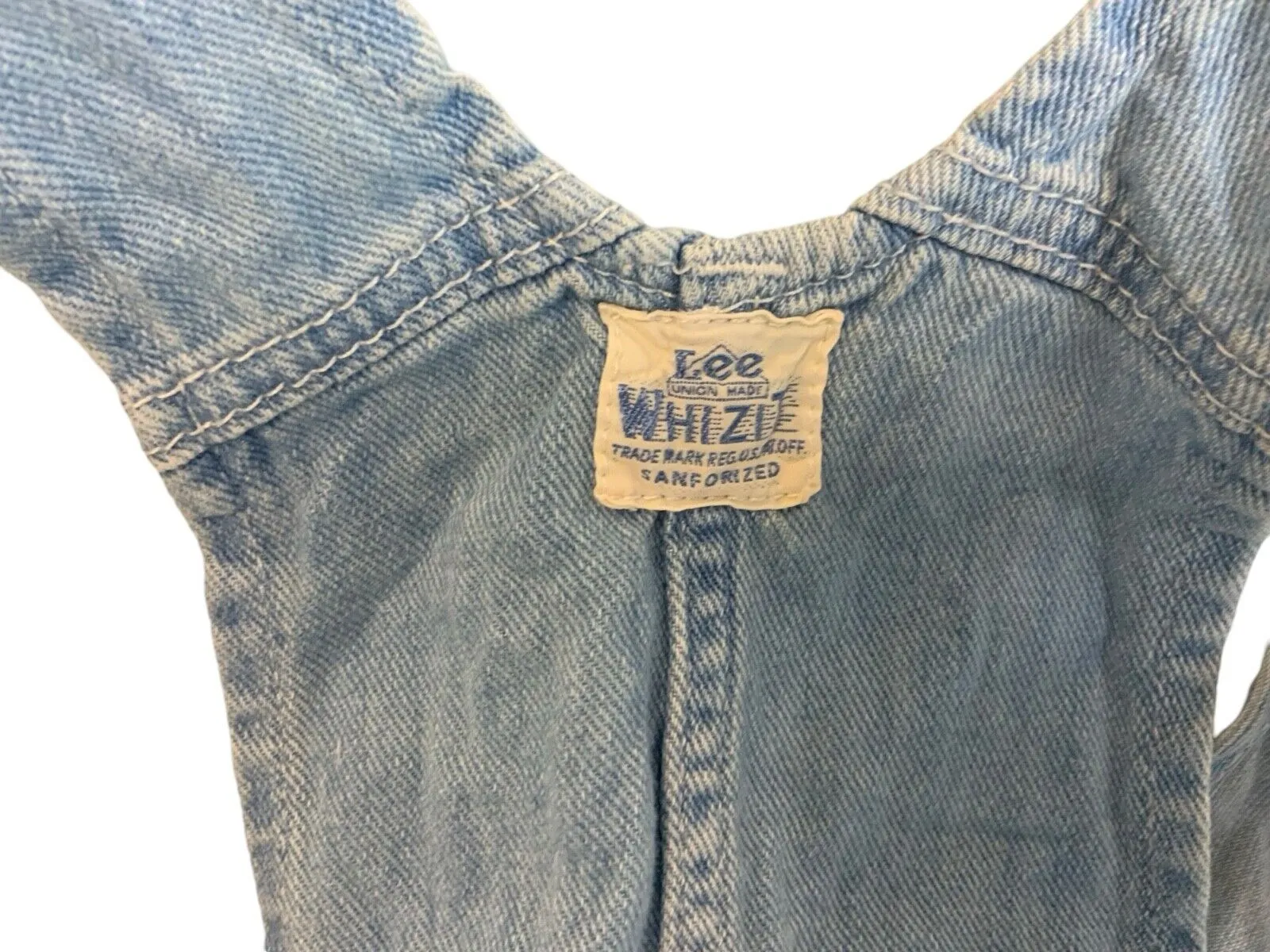 LEE WHIZIT UNION MADE SANFORIZED ZIP FRONT DENIM DUNGAREES BIB OVERALLS 30W 32L