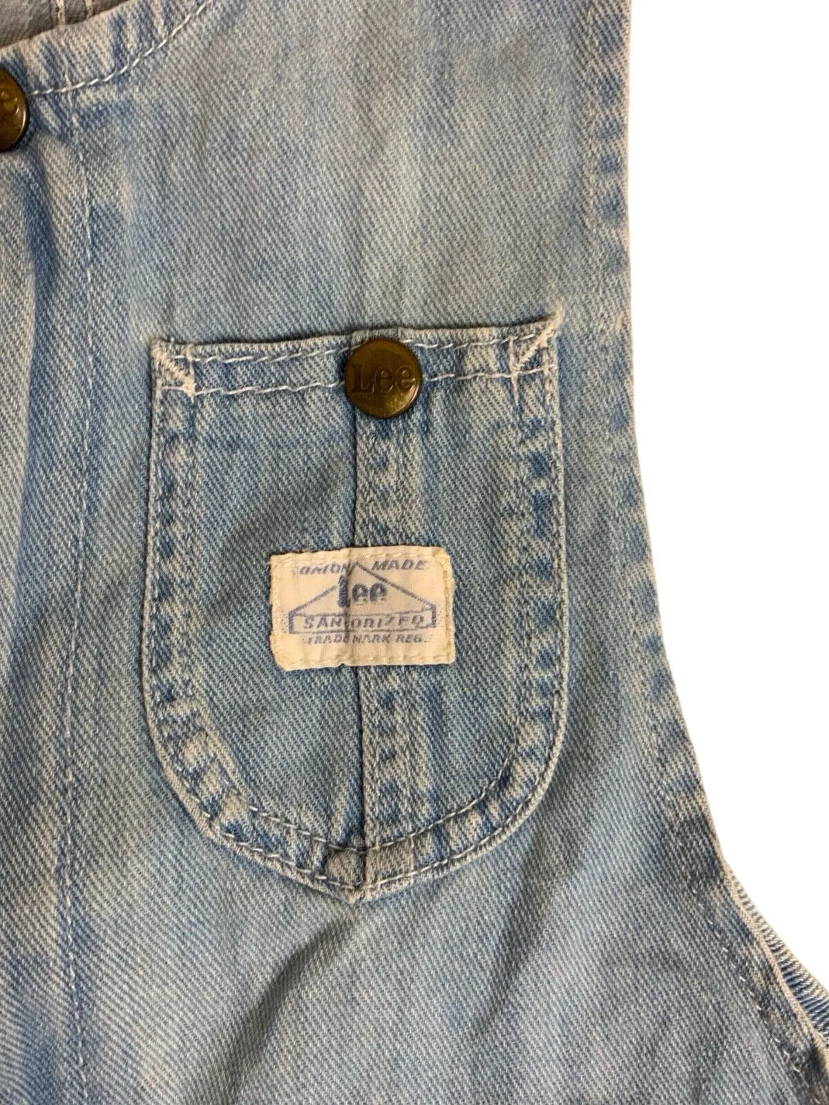 LEE WHIZIT UNION MADE SANFORIZED ZIP FRONT DENIM DUNGAREES BIB OVERALLS 30W 32L