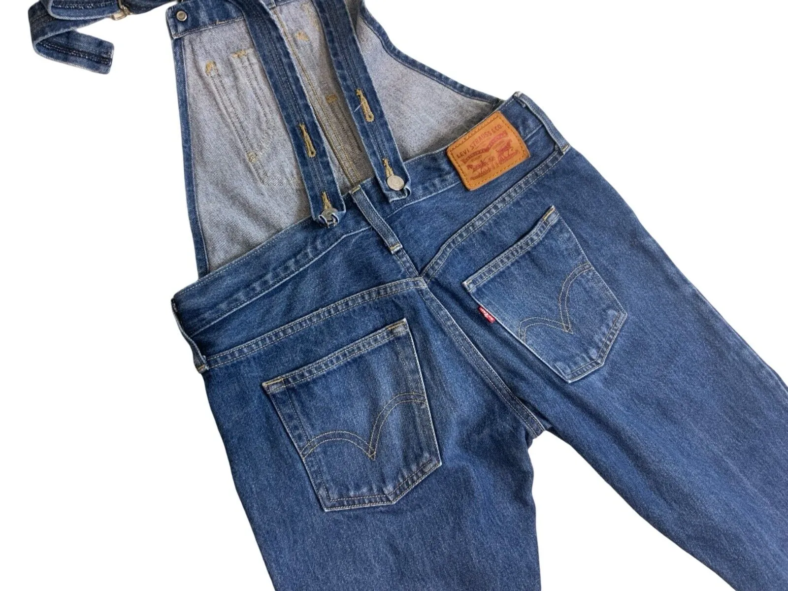 LEVIS RED TAB LOW-BACK SLIM FIT INDIGO DENIM DUNGAREES HEAVYWEIGHT 30’W 27”L