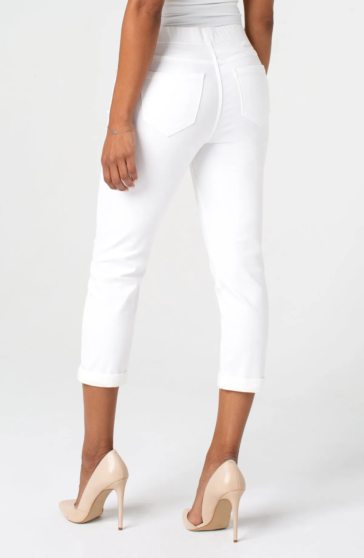 Liverpool Chloe Crop Skinny w/ Rolled Cuff - Bright White