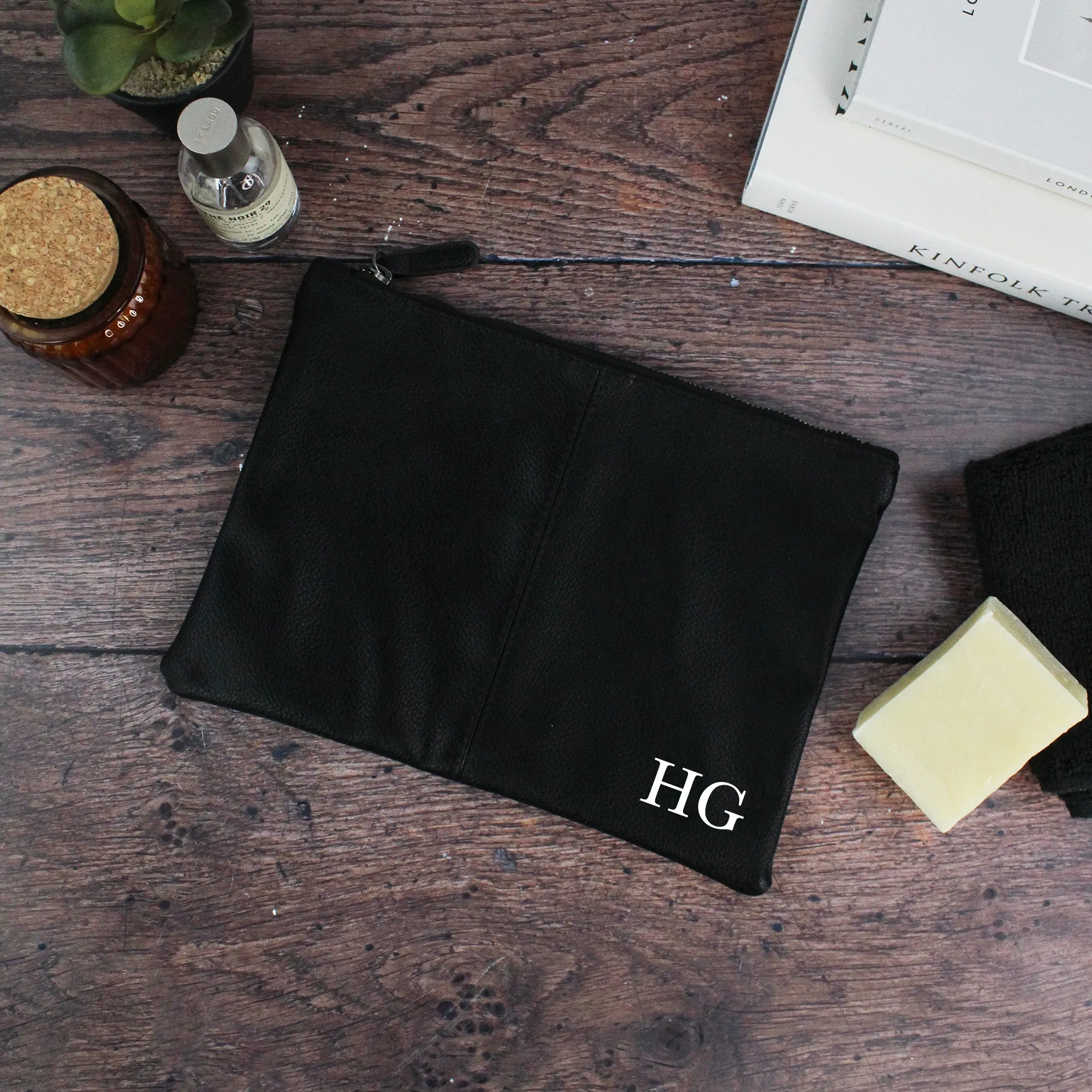 Personalised Men’s PU Leather Toiletry Bag