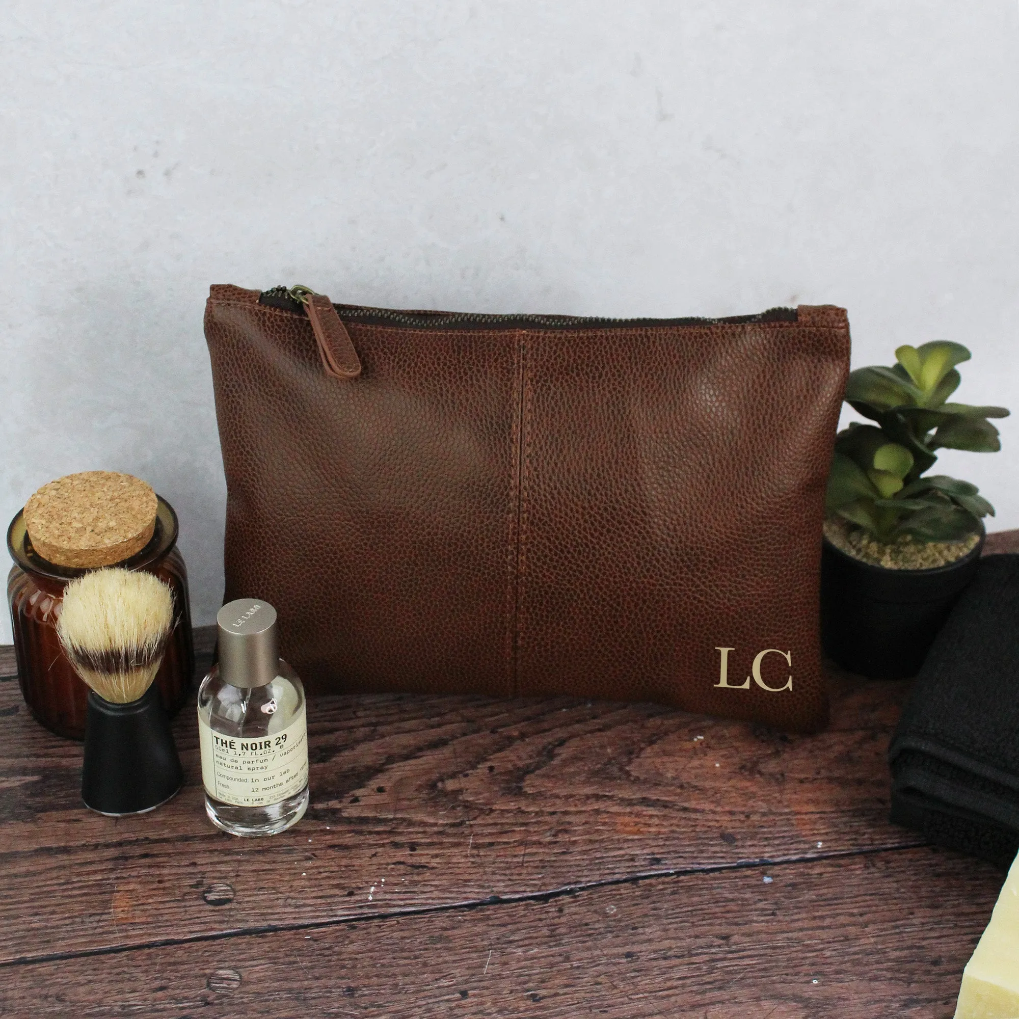 Personalised Men’s PU Leather Toiletry Bag