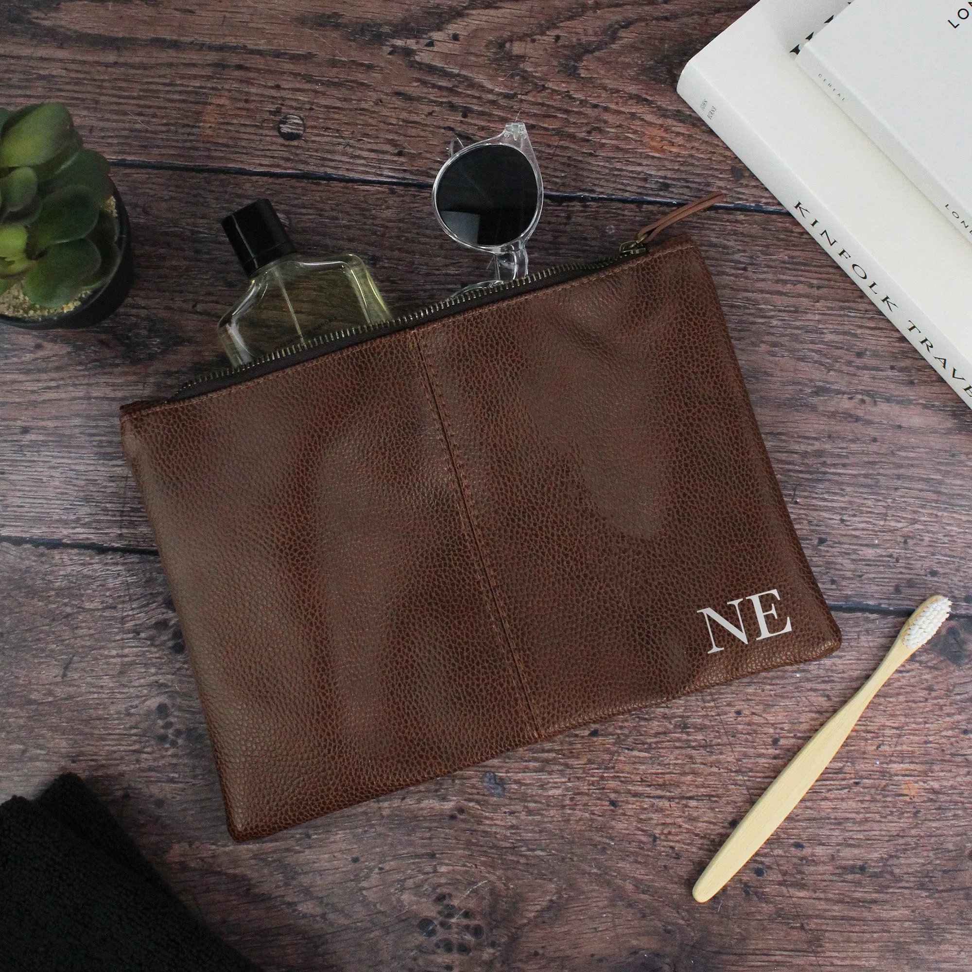 Personalised Men’s PU Leather Toiletry Bag