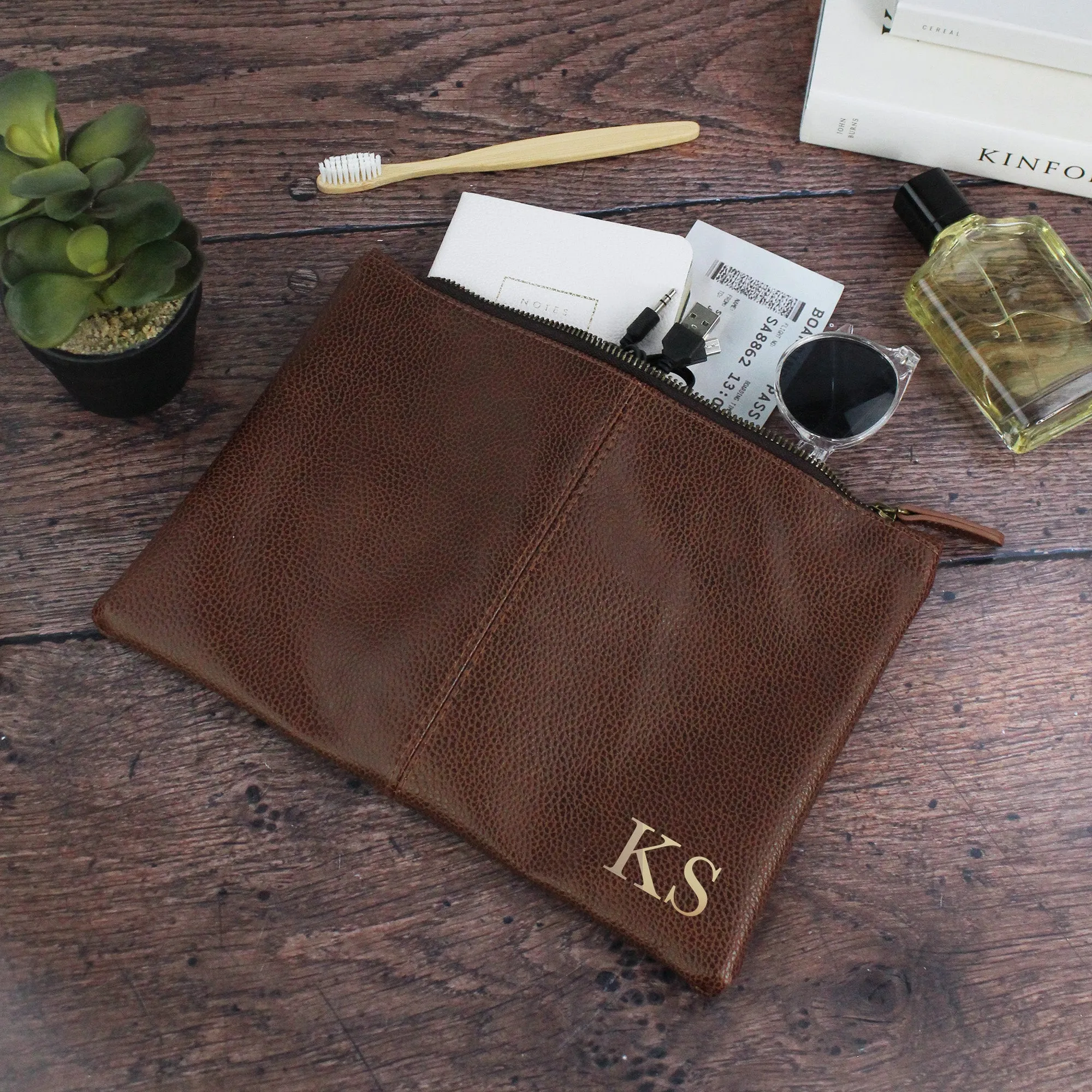 Personalised Men’s PU Leather Toiletry Bag