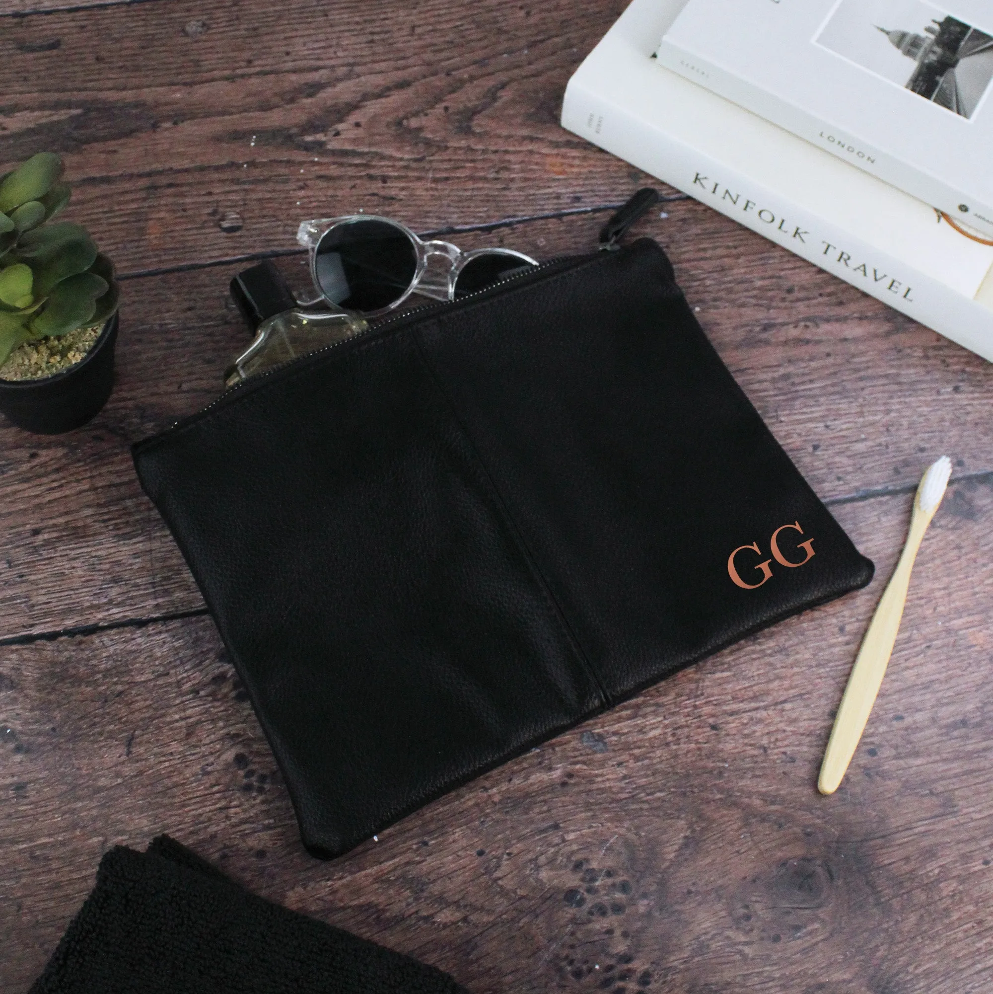 Personalised Men’s PU Leather Toiletry Bag