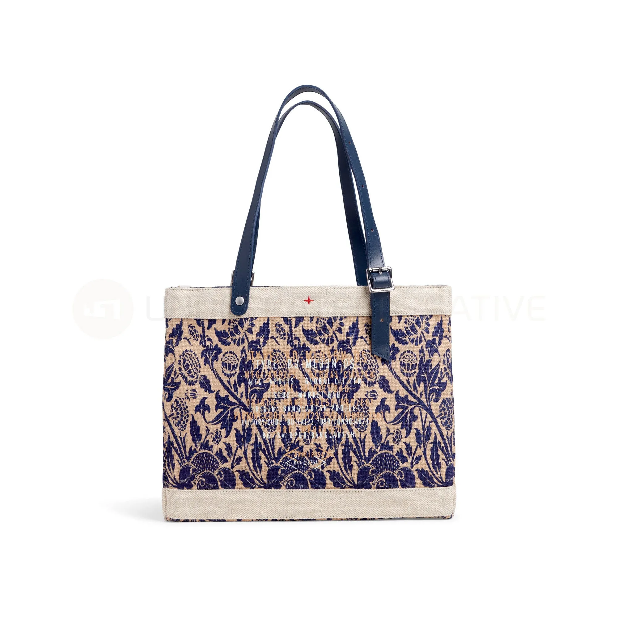 Petite Market Bag in Blue Porcelain with Adjustable Handle