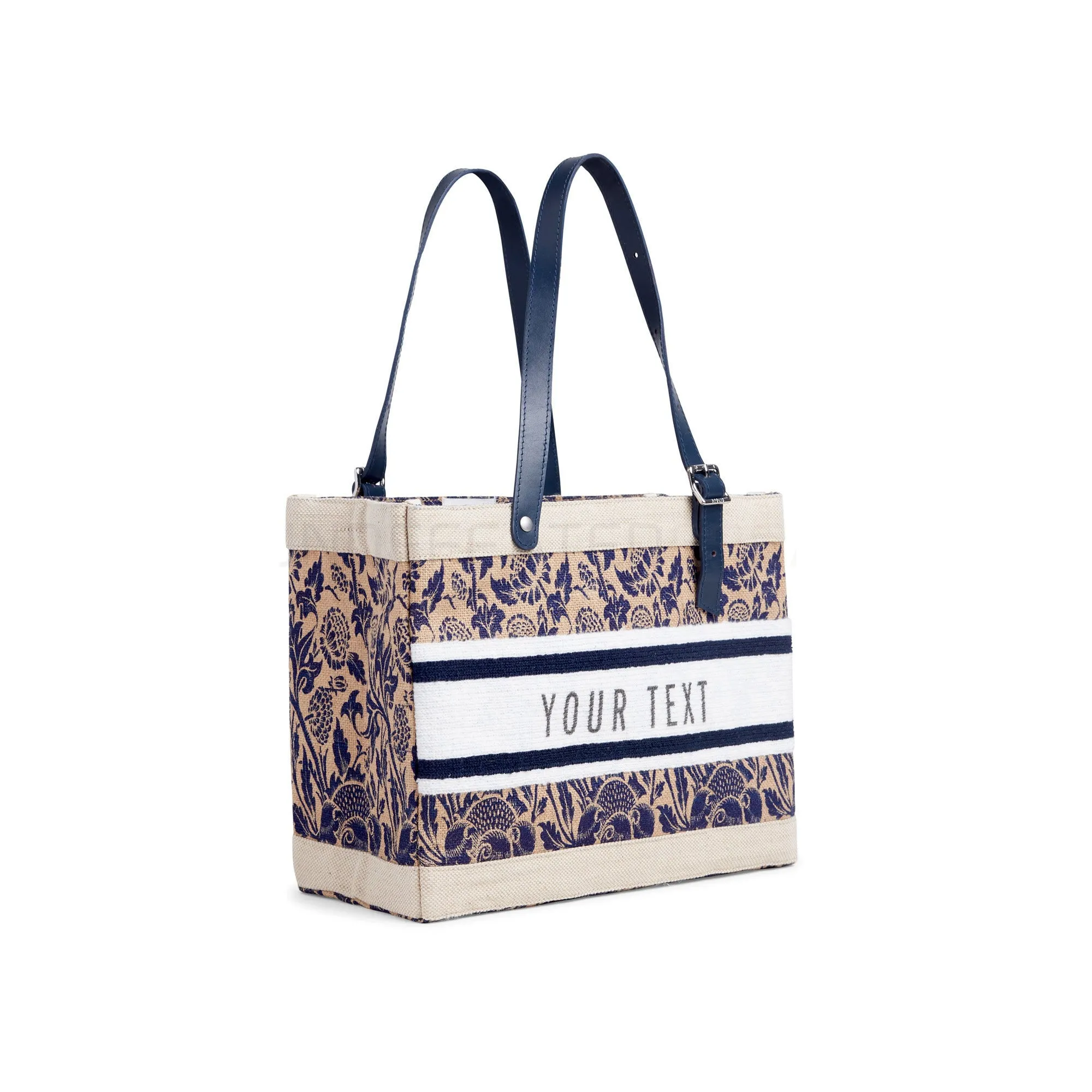 Petite Market Bag in Blue Porcelain with Adjustable Handle