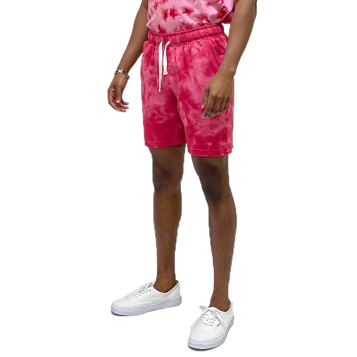 Red Tie Dye Sweat Shorts