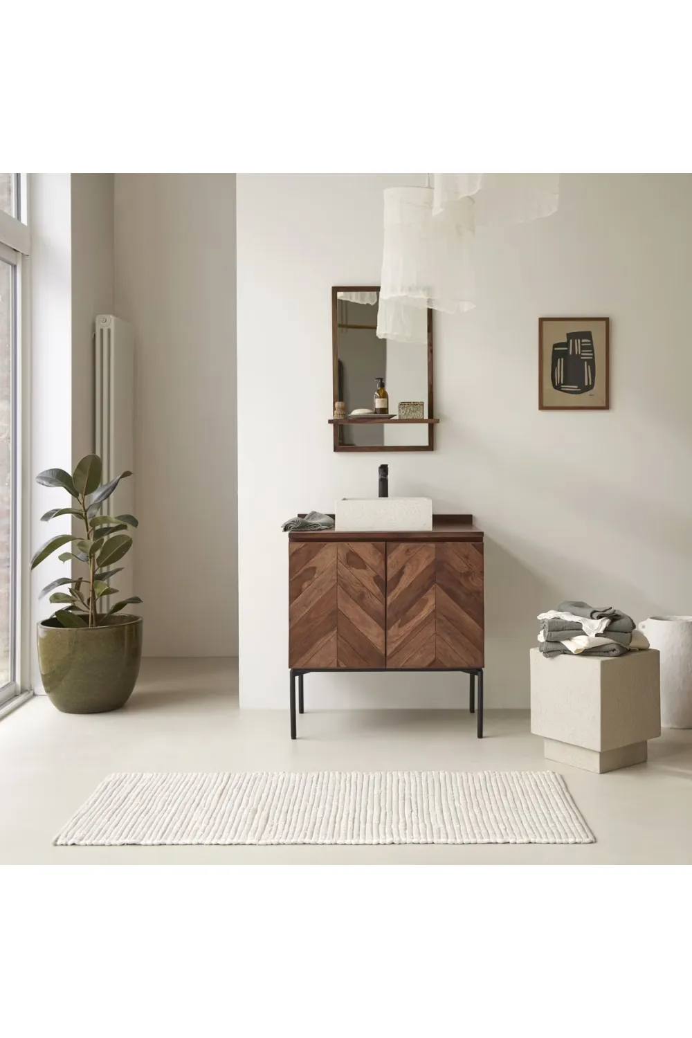 Solid Sheesham Chevron Vanity Unit | Tikamoon Ismaël