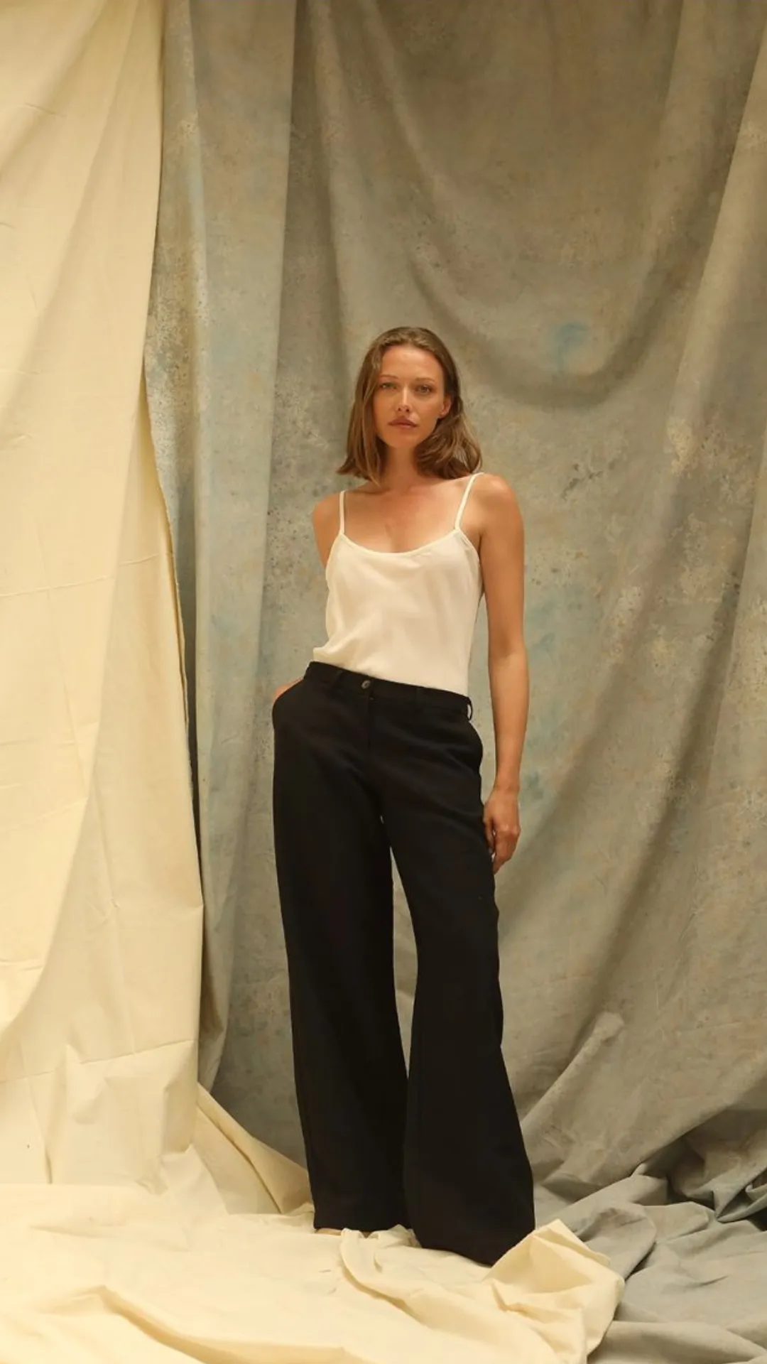 The Silk Wool Frankie Trousers in Black by Lora Gene