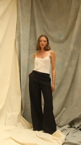 The Silk Wool Frankie Trousers in Black by Lora Gene
