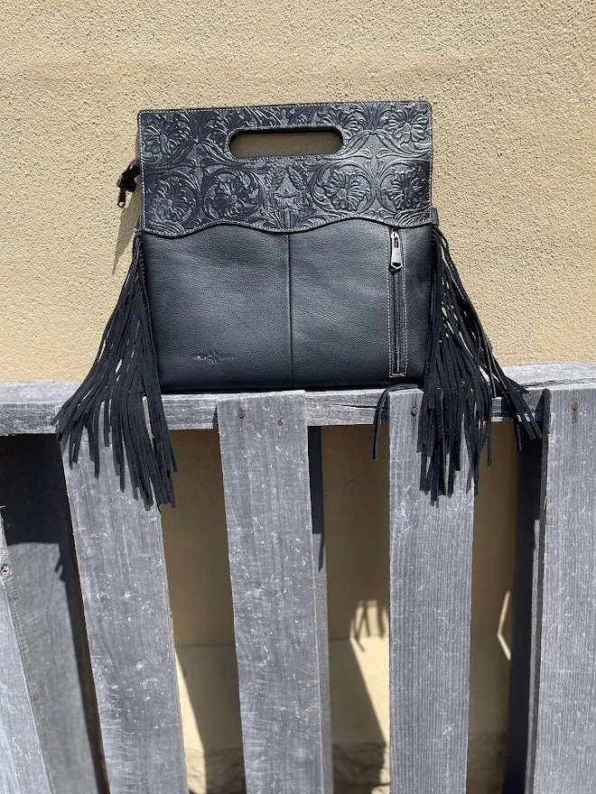 Top Notch Accessories 3074BK Black Cowhide & Tooled Leather Purse