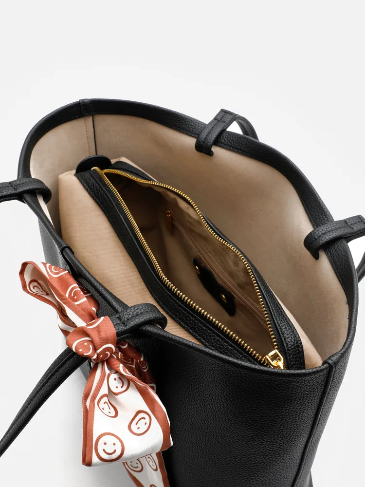 Tote Hand Bag With Scarf