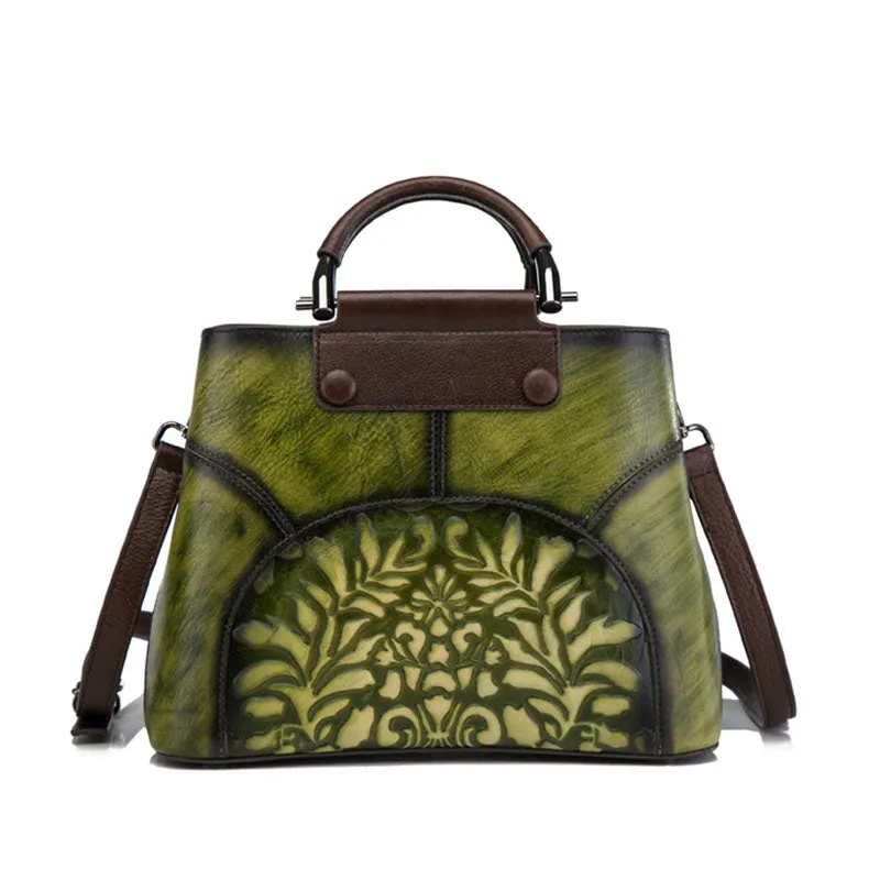 Vintage Women's Embossed Genuine Leather Handbags Cross Shoulder Bag Purse For Women