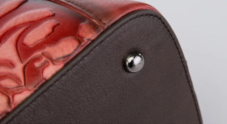 Vintage Women's Embossed Genuine Leather Handbags Cross Shoulder Bag Purse For Women