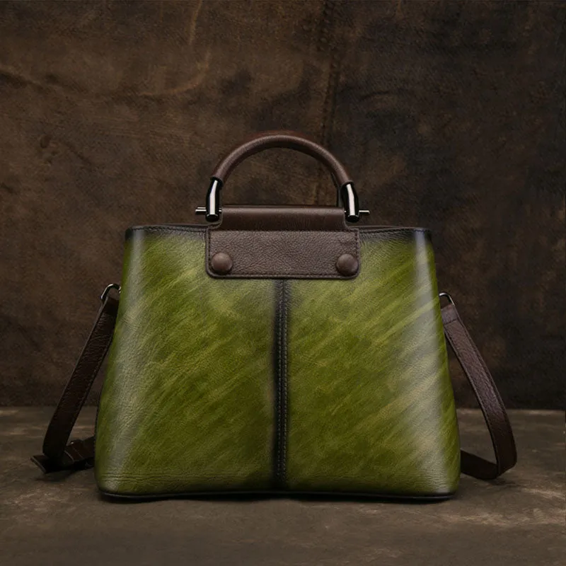 Vintage Women's Embossed Genuine Leather Handbags Cross Shoulder Bag Purse For Women