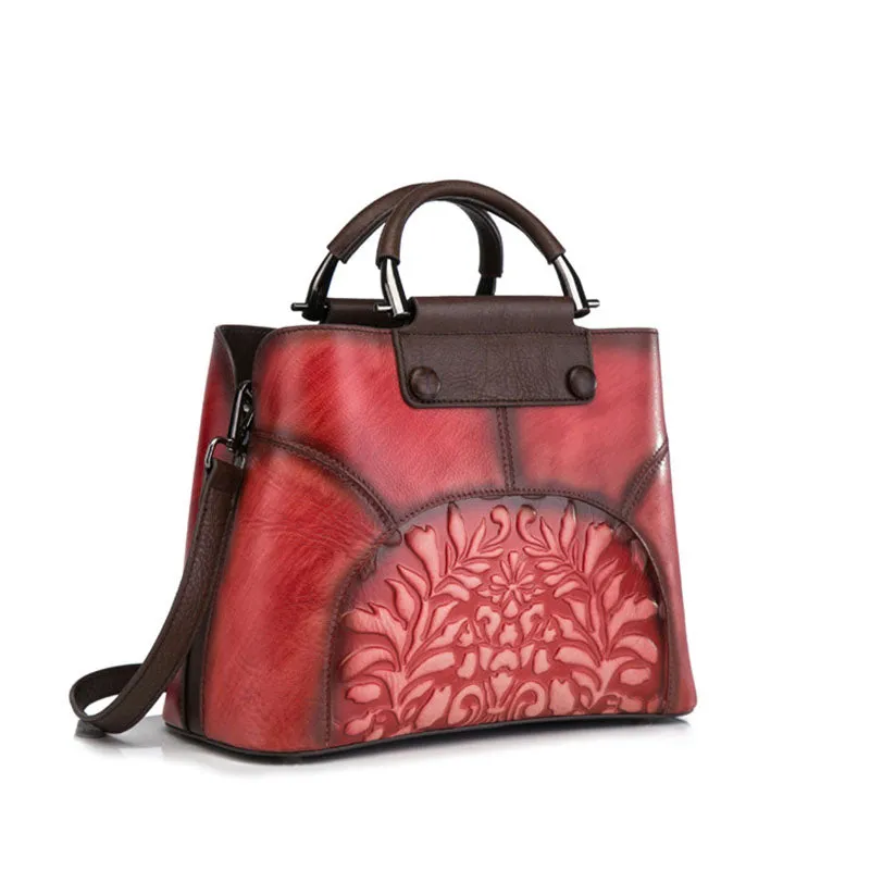 Vintage Women's Embossed Genuine Leather Handbags Cross Shoulder Bag Purse For Women