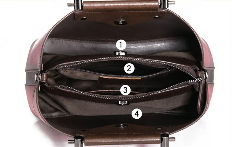 Vintage Women's Embossed Genuine Leather Handbags Cross Shoulder Bag Purse For Women