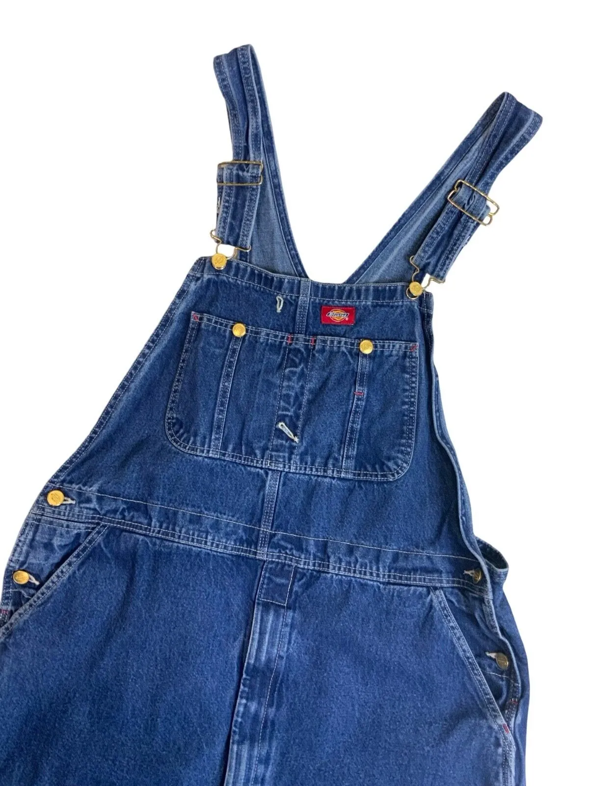 VTG DICKIES DENIM DUNGAREES BIB OVERALLS USA WORKWEAR ROCKABILLY HOT ROD 38”