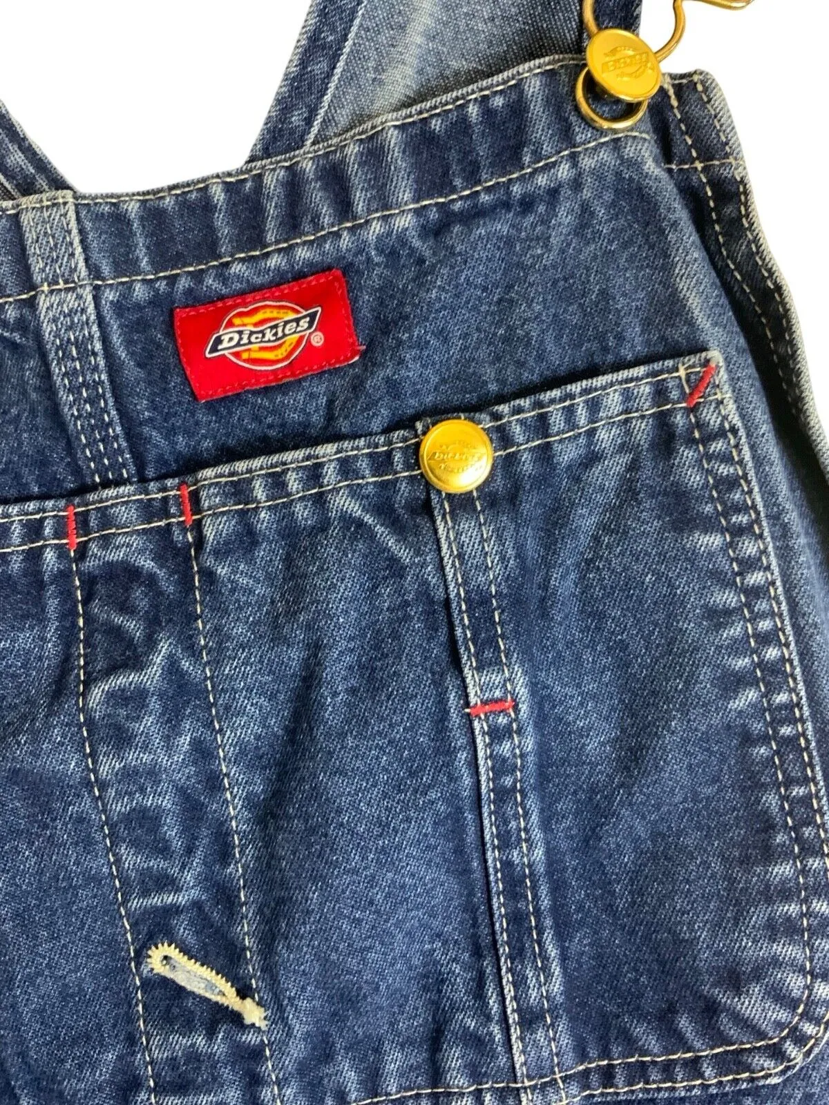 VTG DICKIES DENIM DUNGAREES BIB OVERALLS USA WORKWEAR ROCKABILLY HOT ROD 38”