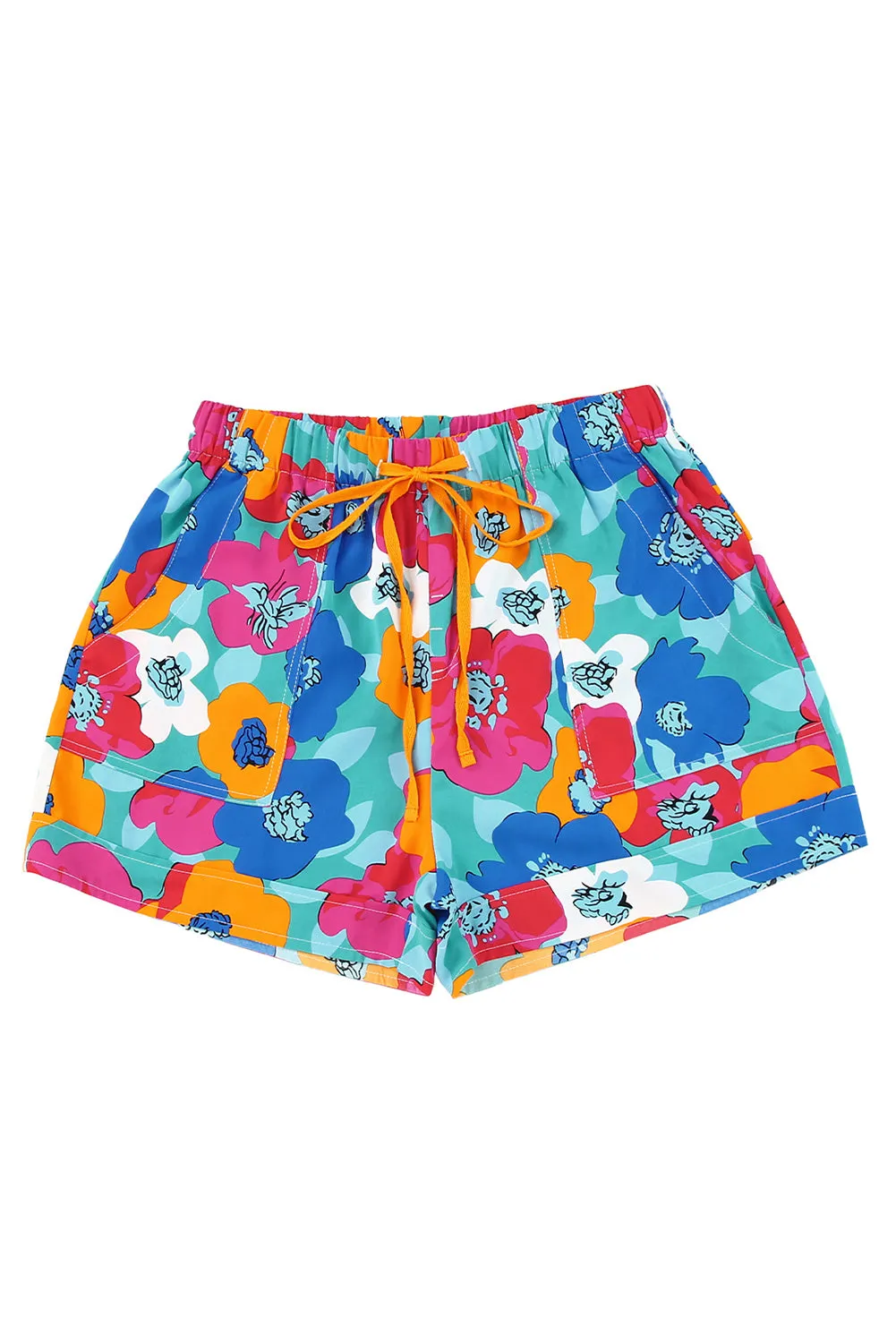 Women' s Floral Print Drawstring Elastic Waist Casual Shorts
