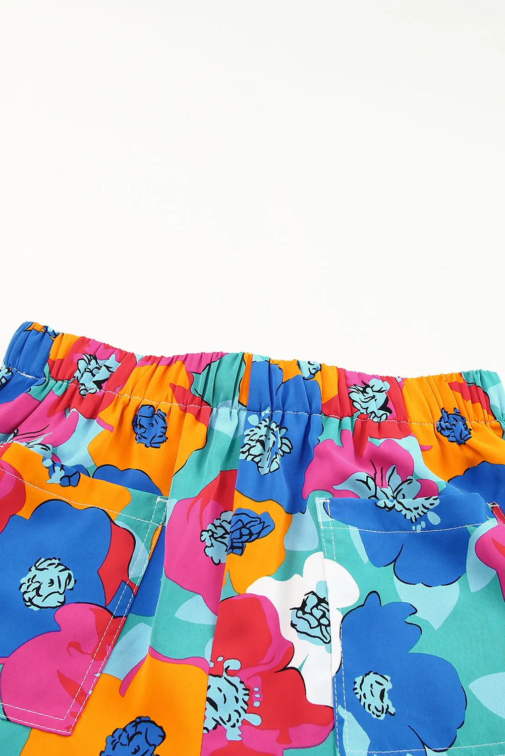 Women' s Floral Print Drawstring Elastic Waist Casual Shorts