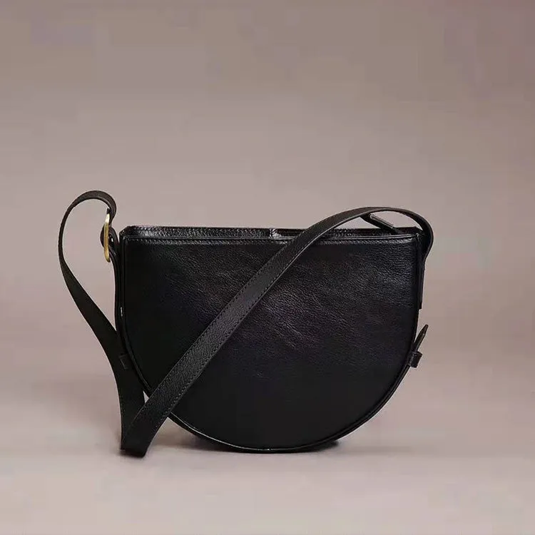 Womens Genuine Leather Half Round Cross Shoulder Bag Side Bags Purse For Women