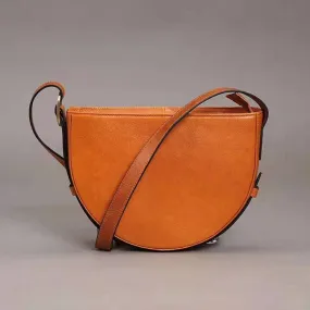Womens Genuine Leather Half Round Cross Shoulder Bag Side Bags Purse For Women